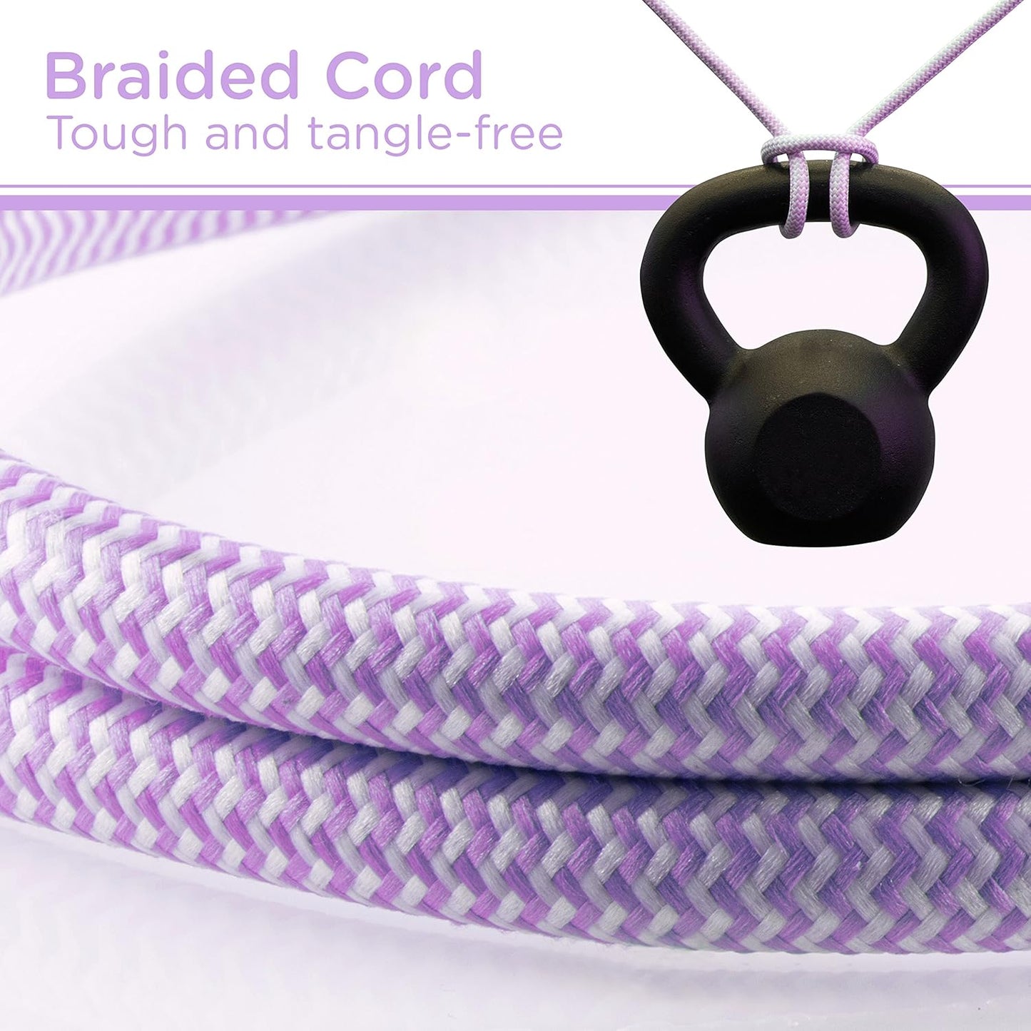 6-Outlet Surge Protector, Power Strip, Flat Plug, Braided Cord, Decorative, 3 Ft Power Cord, Wall Mount, Tangle-Free, Warranty, Lavender, 41639